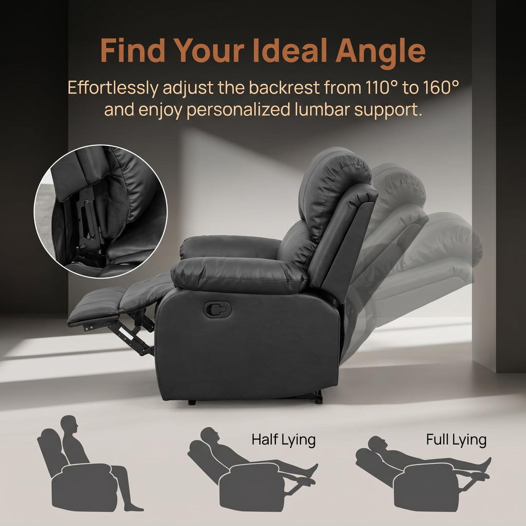 Black 3 Piece Leather Recliner Sofa Set with Cup Holders E627958