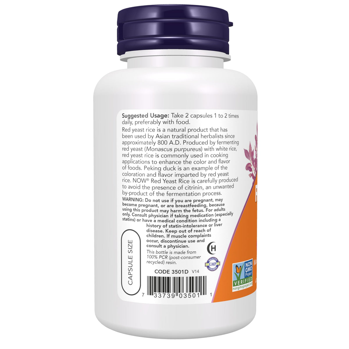 Red Yeast Rice 600 mg 120 Veg Caps Q3451