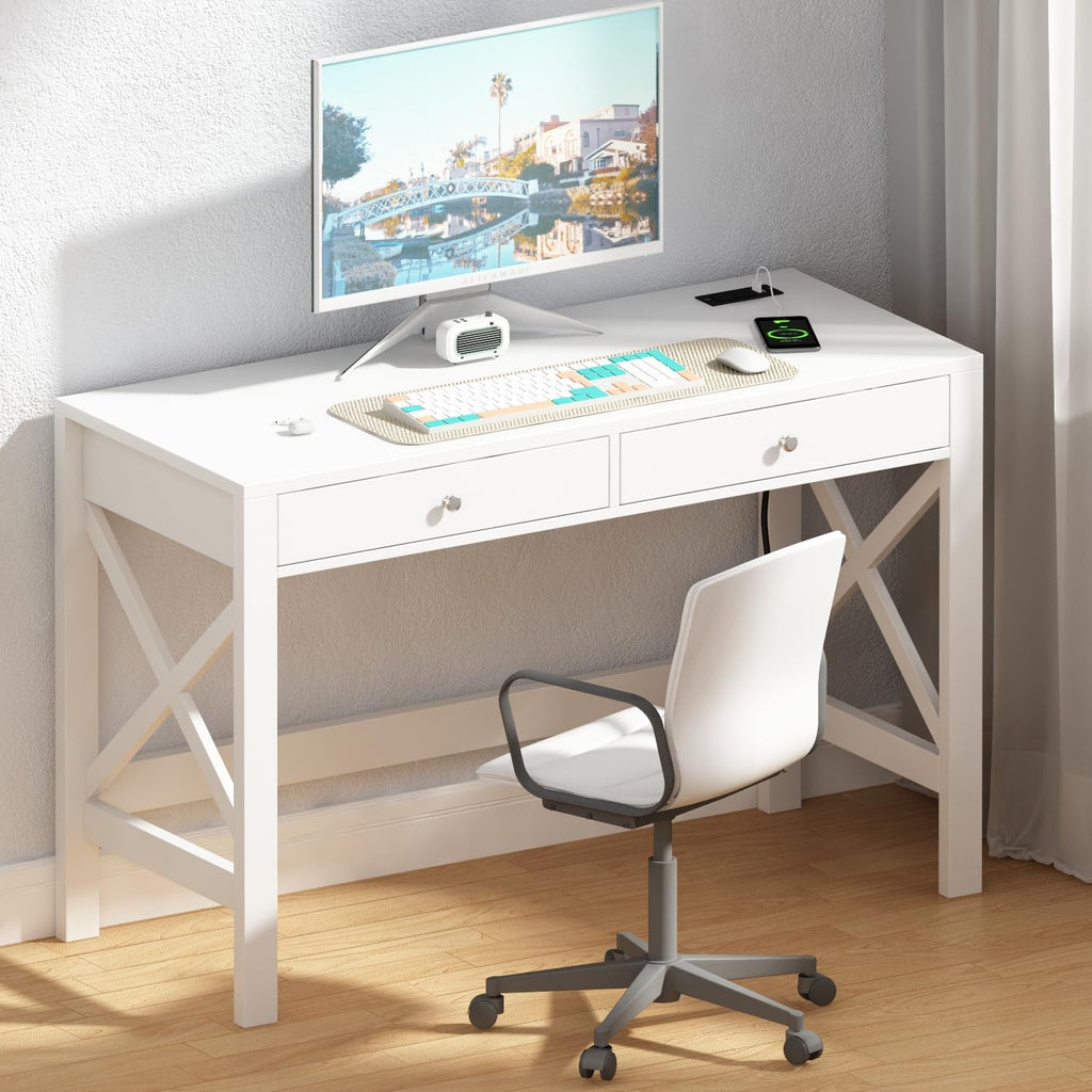 39.4 Inches Computer Desk with 2 Drawers W93067