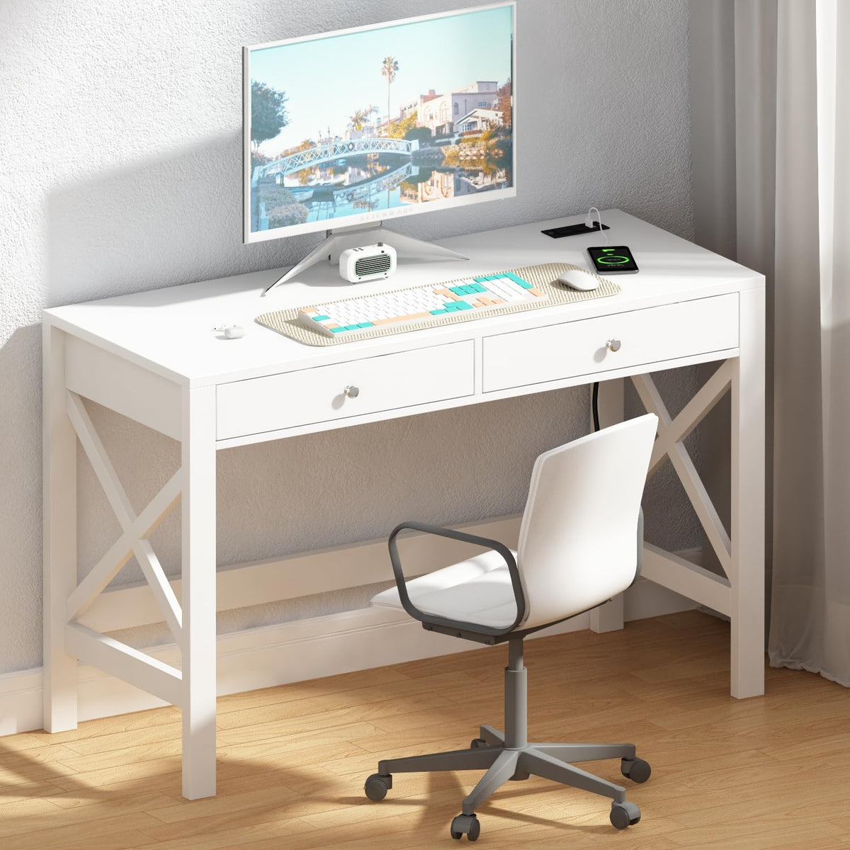 39.4 Inches Computer Desk with 2 Drawers W93067