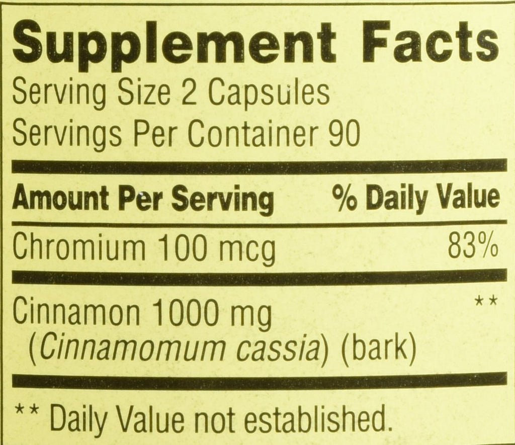 Cinnamon 500mg Plus Chromium 2 Bottles of 180 Capsules O941202