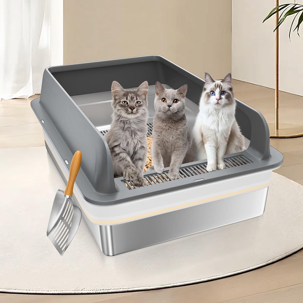 XXXL Stainless Steel Sifting Cat Litter Box with Lid Z124878