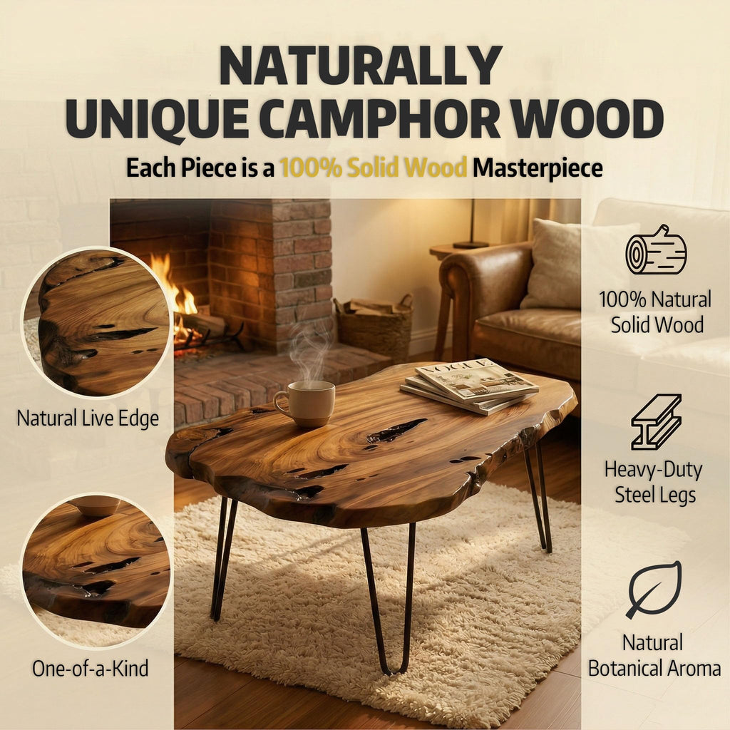 Live Edge Natural Wood Coffee Table H239