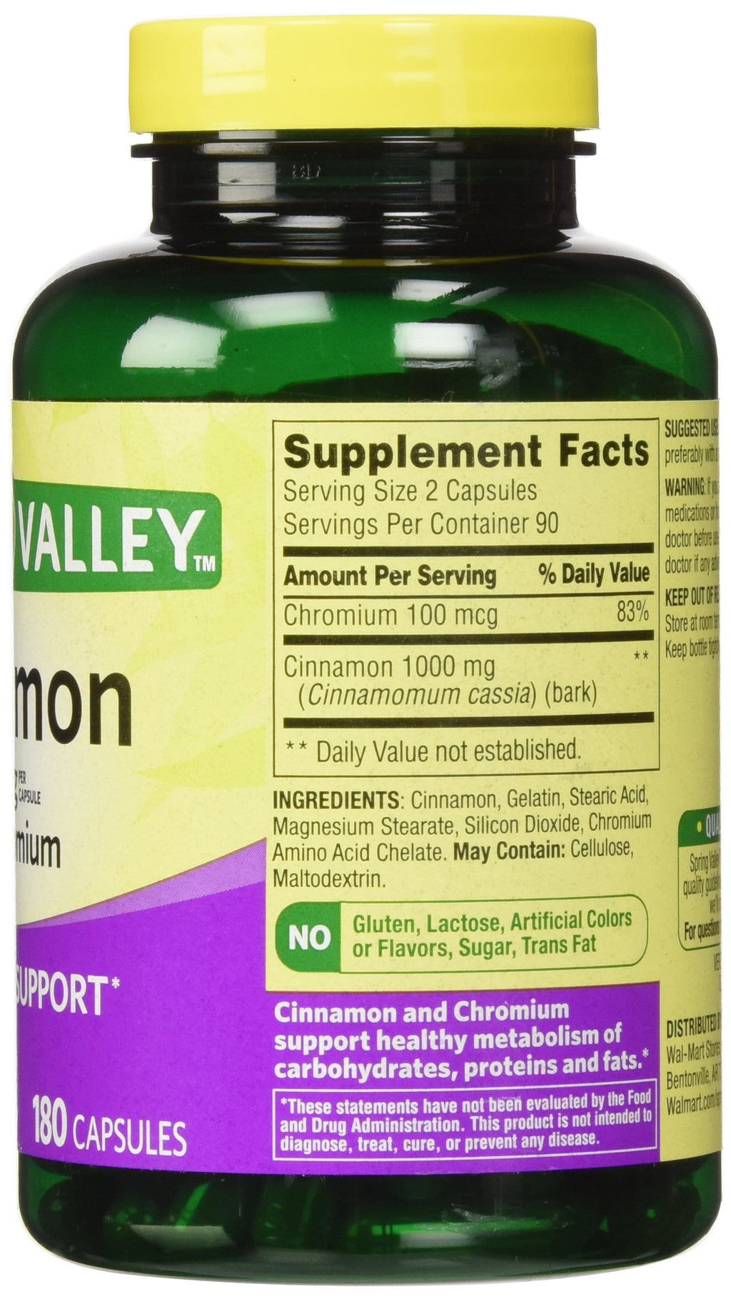 Cinnamon 500mg Plus Chromium 2 Bottles of 180 Capsules O941202