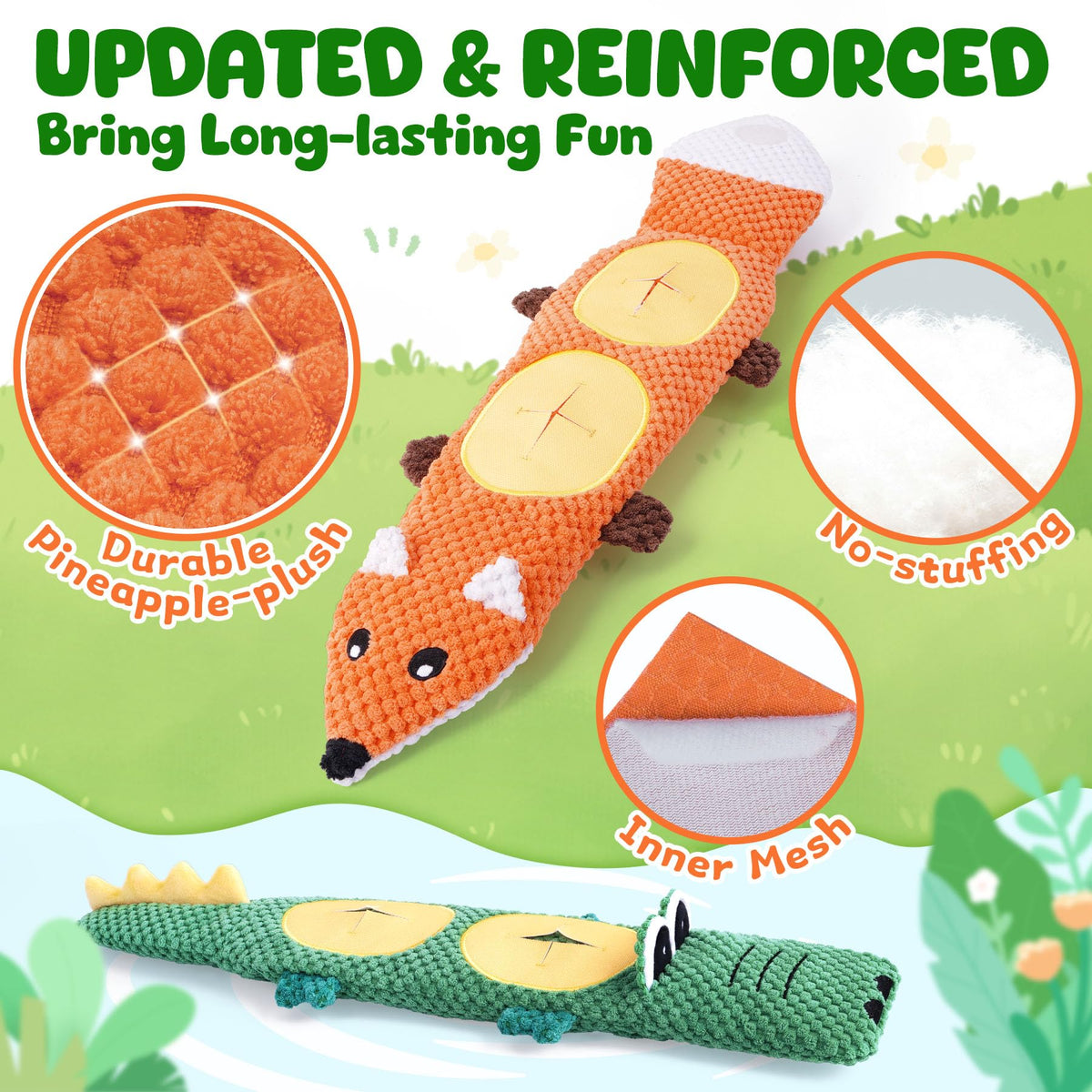 2 Pack No Stuffing Squeaky Dog Toys C363