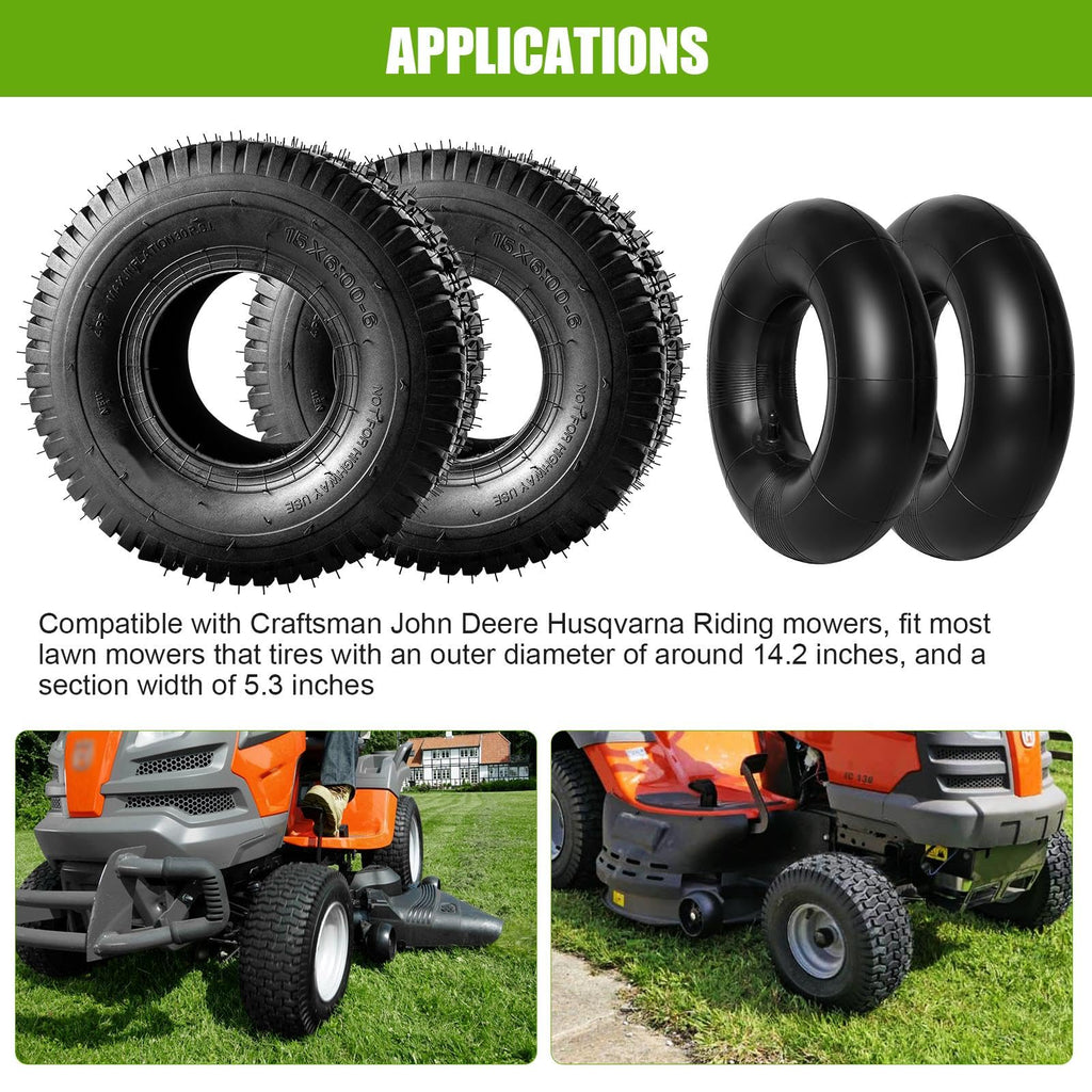 15x6.00-6 Lawn Mower Tire and Inner Tube 2PCS D574