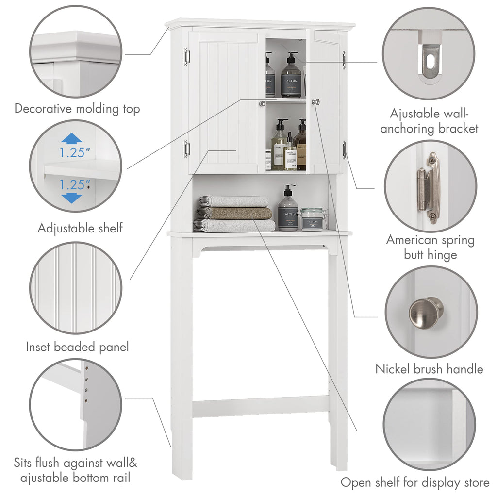 White Bathroom Storage Cabinet with Doors M4408