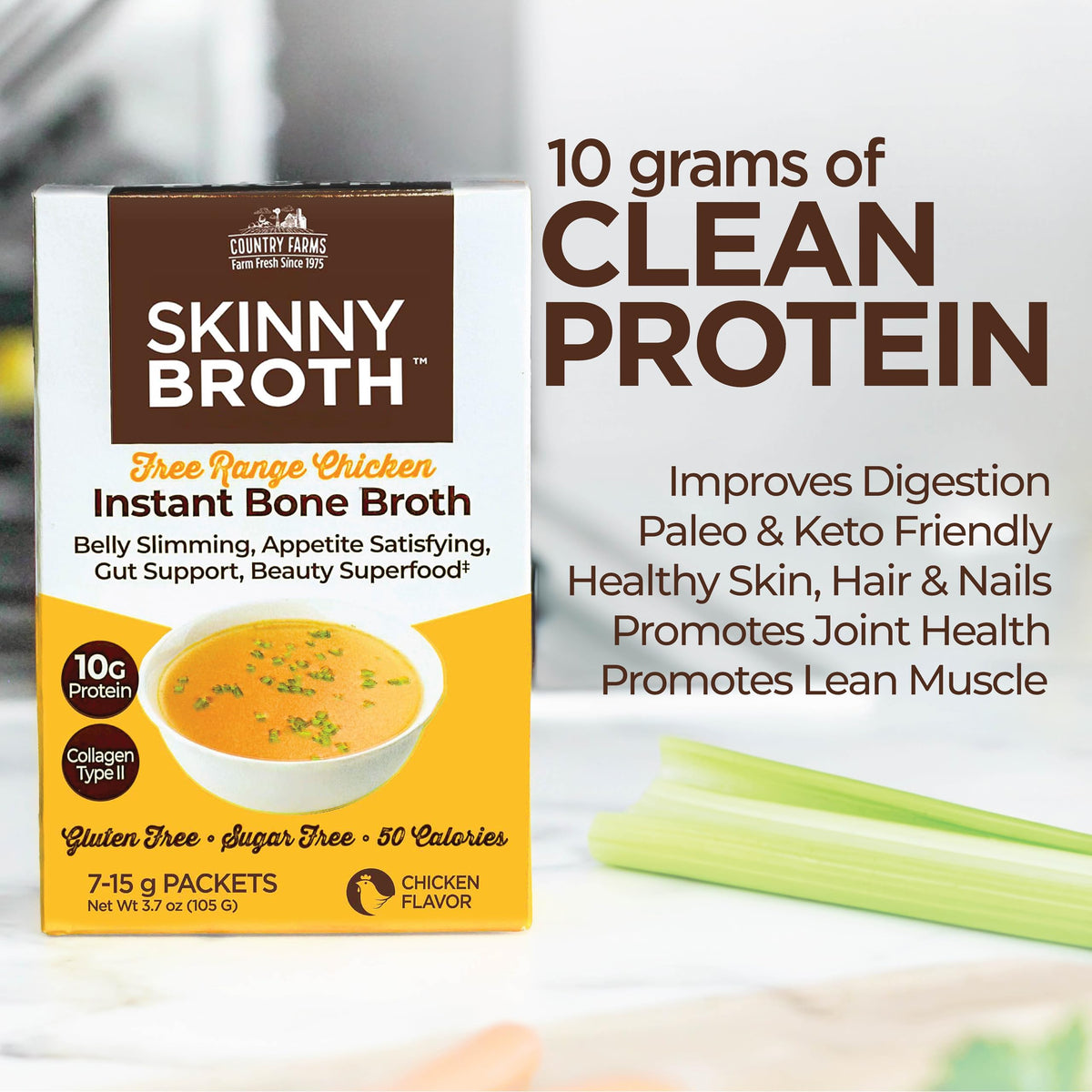 Instant Chicken Bone Broth 10G Protein Collagen Type II 4 Pack T239