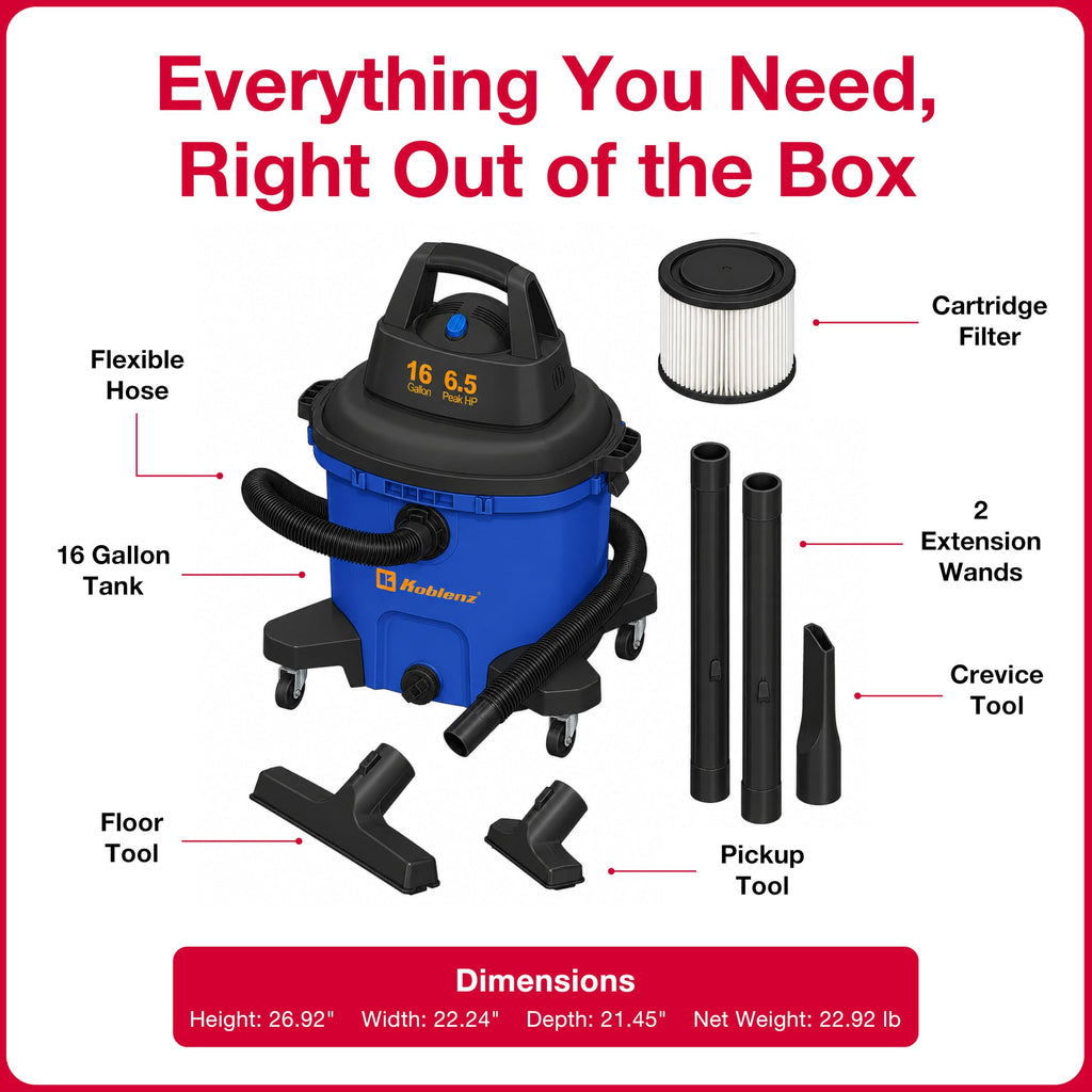 16 Gallon Wet Dry Vacuum Cleaner I92370