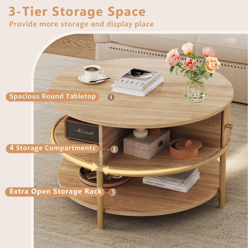 Round Coffee Table with Storage B397
