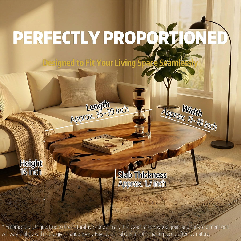 Live Edge Natural Wood Coffee Table H239