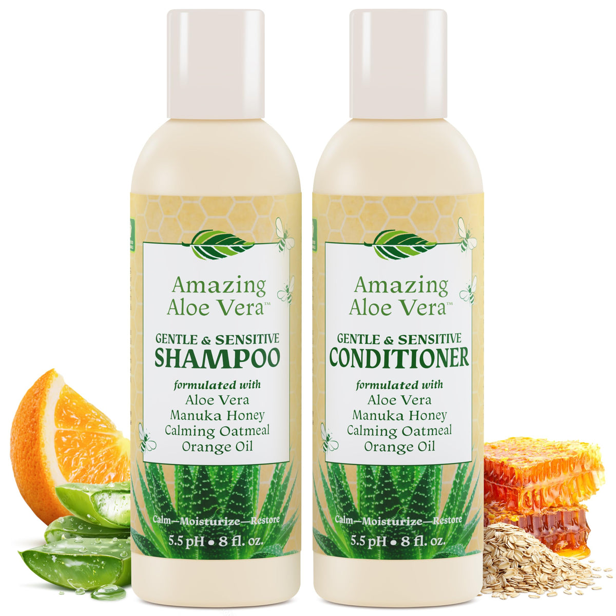 Sulfate-Free Aloe Vera Shampoo & Conditioner Set 2 x 8 Fl Oz Y666