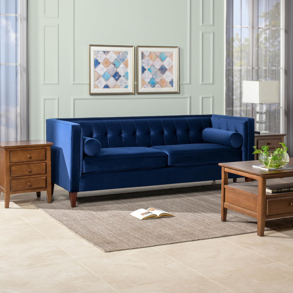 Navy Blue Velvet Tufted Sofa C166