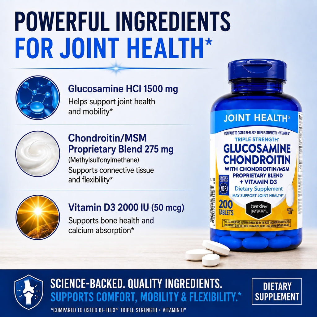 Glucosamine Chondroitin MSM D3 Joint Supplement Tablets 200 Count Z636