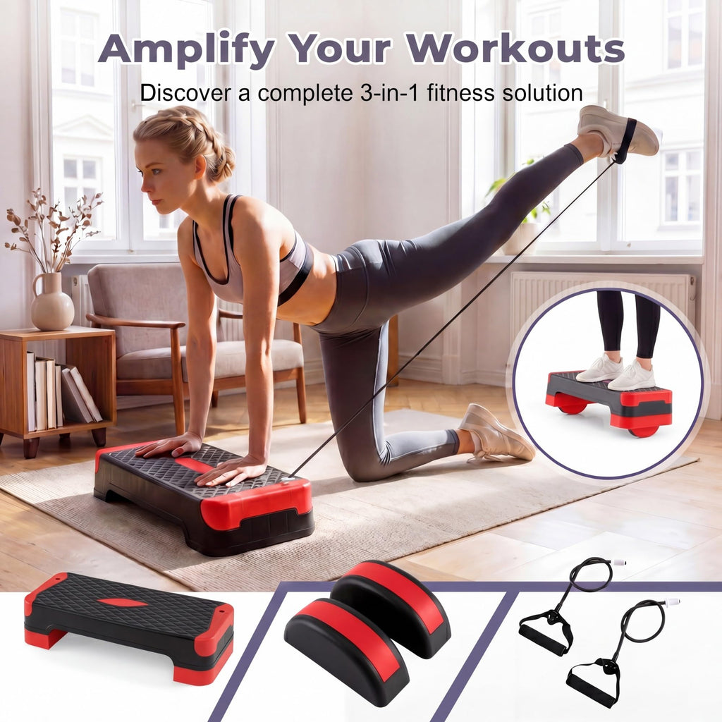 Aerobic Step Platform with Risers & Resistance Bands Z767