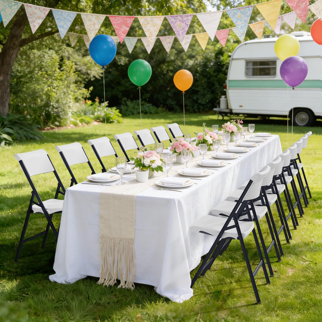 White 4 Pack Plastic Folding Chairs with Metal Frame I4963