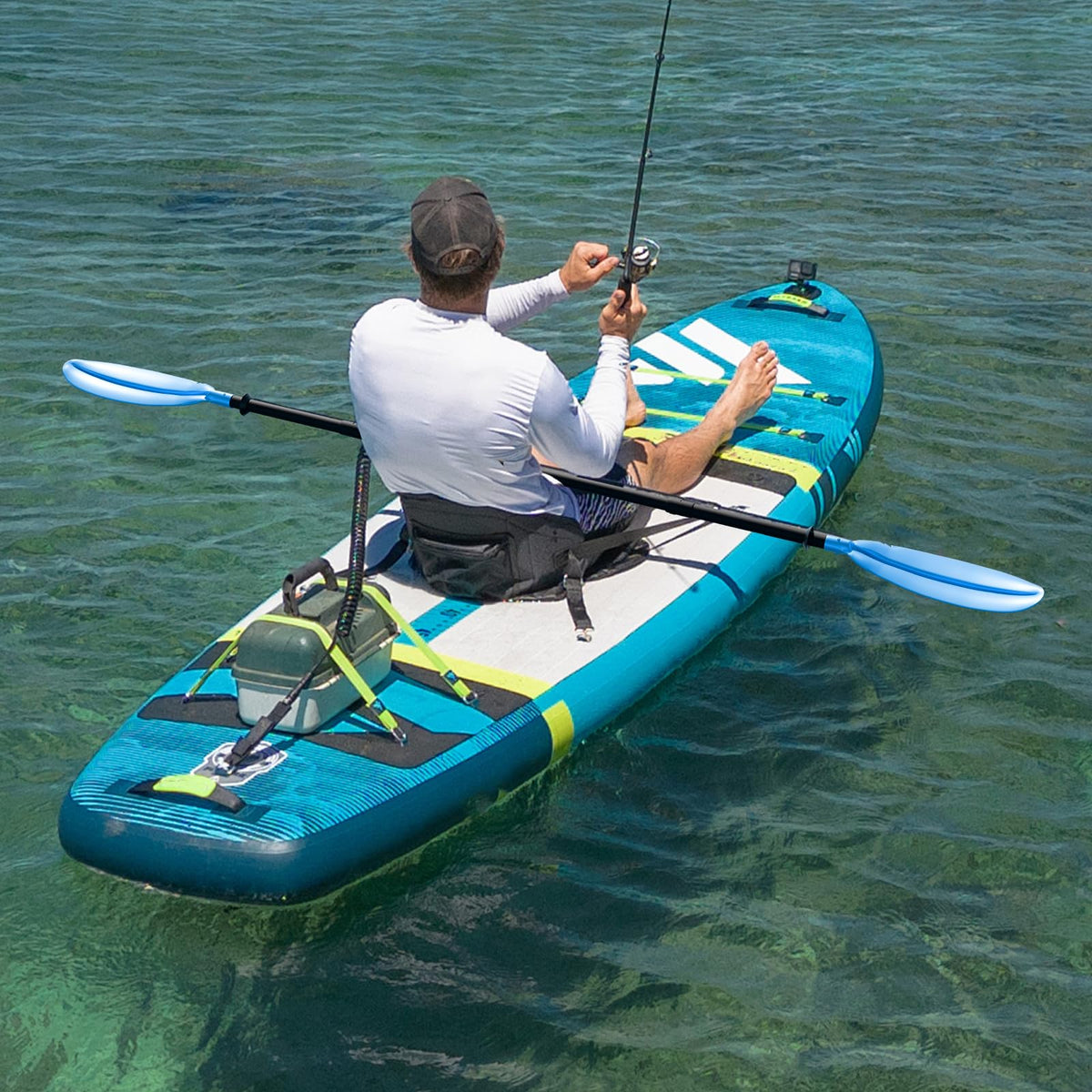 Adjustable Lightweight Floating Kayak Paddle with Safety Rope M88078