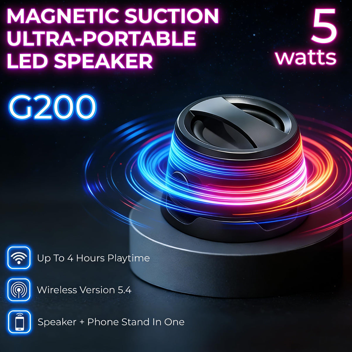 2 Pack Mini Bluetooth Speaker with RGB Lights B66366