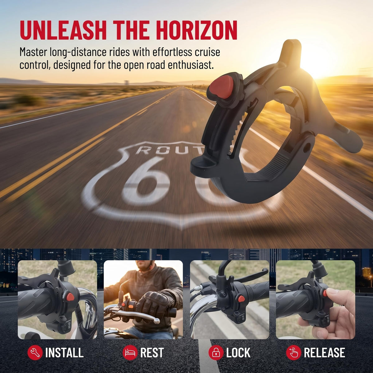 Motorcycle Throttle Cruise Control Assist Booster Anti-Slip Clamp (Black) Y838