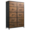 Rustic Brown Wood Grain Print Tall Dresser H49013