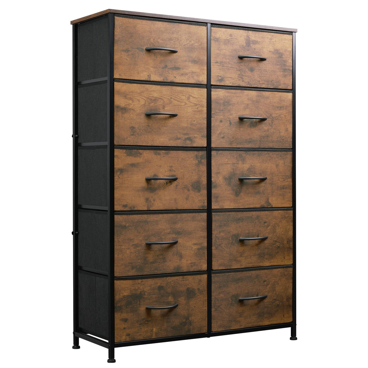 Rustic Brown Wood Grain Print Tall Dresser H49013
