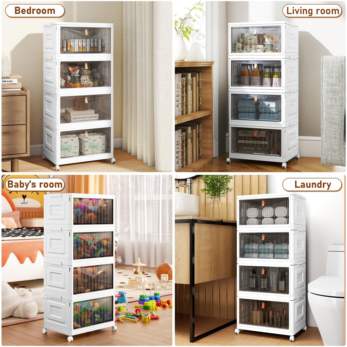 Closet Organizers and Storage with Wheels, 23QT White Q62240