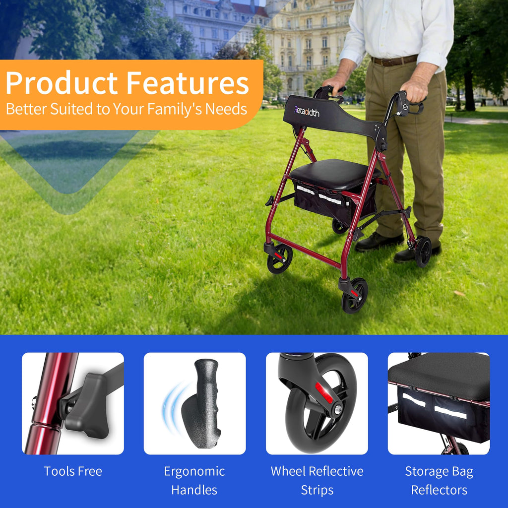 Foldable Rolling Walker with Seat E51768