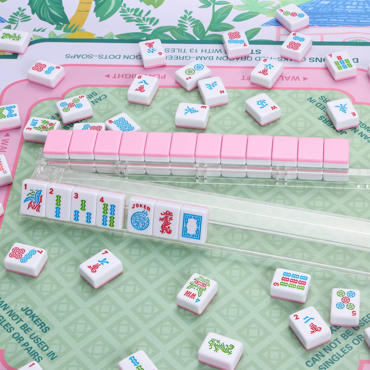 166 Pink Mahjong Set with Bag and 4 Racks R44075