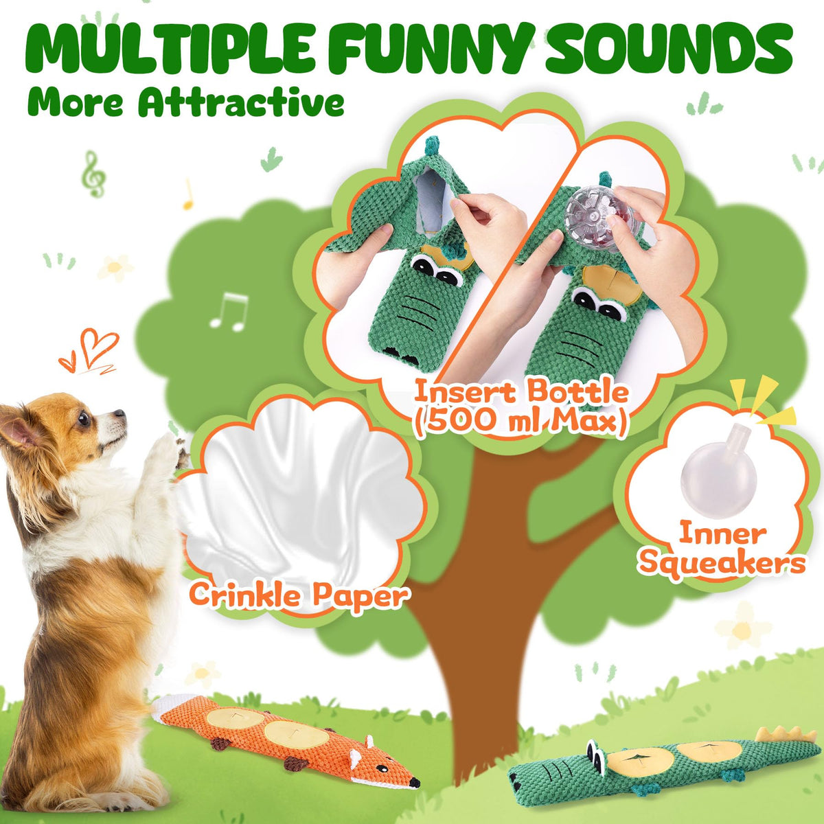 2 Pack No Stuffing Squeaky Dog Toys C363