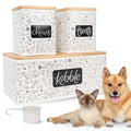 3-Piece Airtight Galvanized Steel Pet Food Storage Container Set with Bamboo Lids R10608