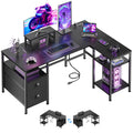 50 Inch L Shaped Gaming Desk with Power Outlet and Drawers M40247