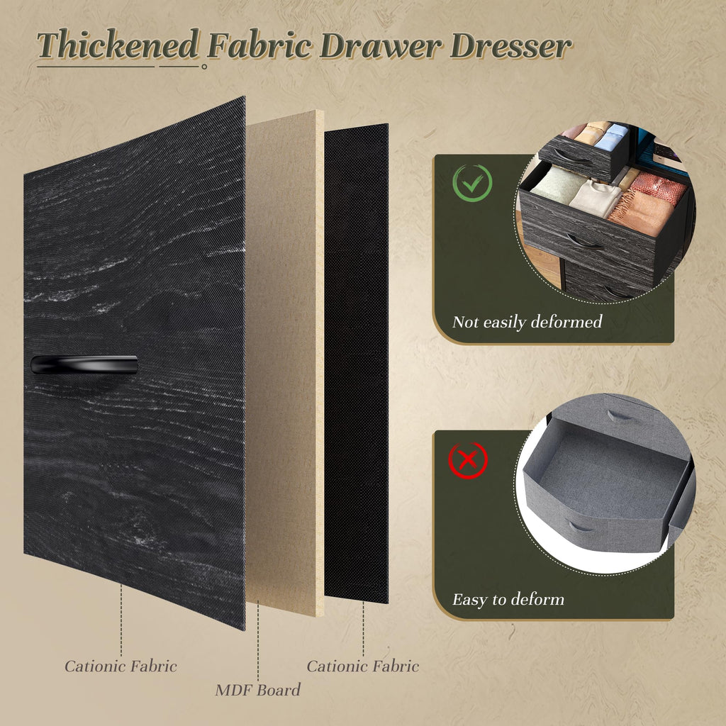 Black 10 Drawer Dresser with Charging Station W58994