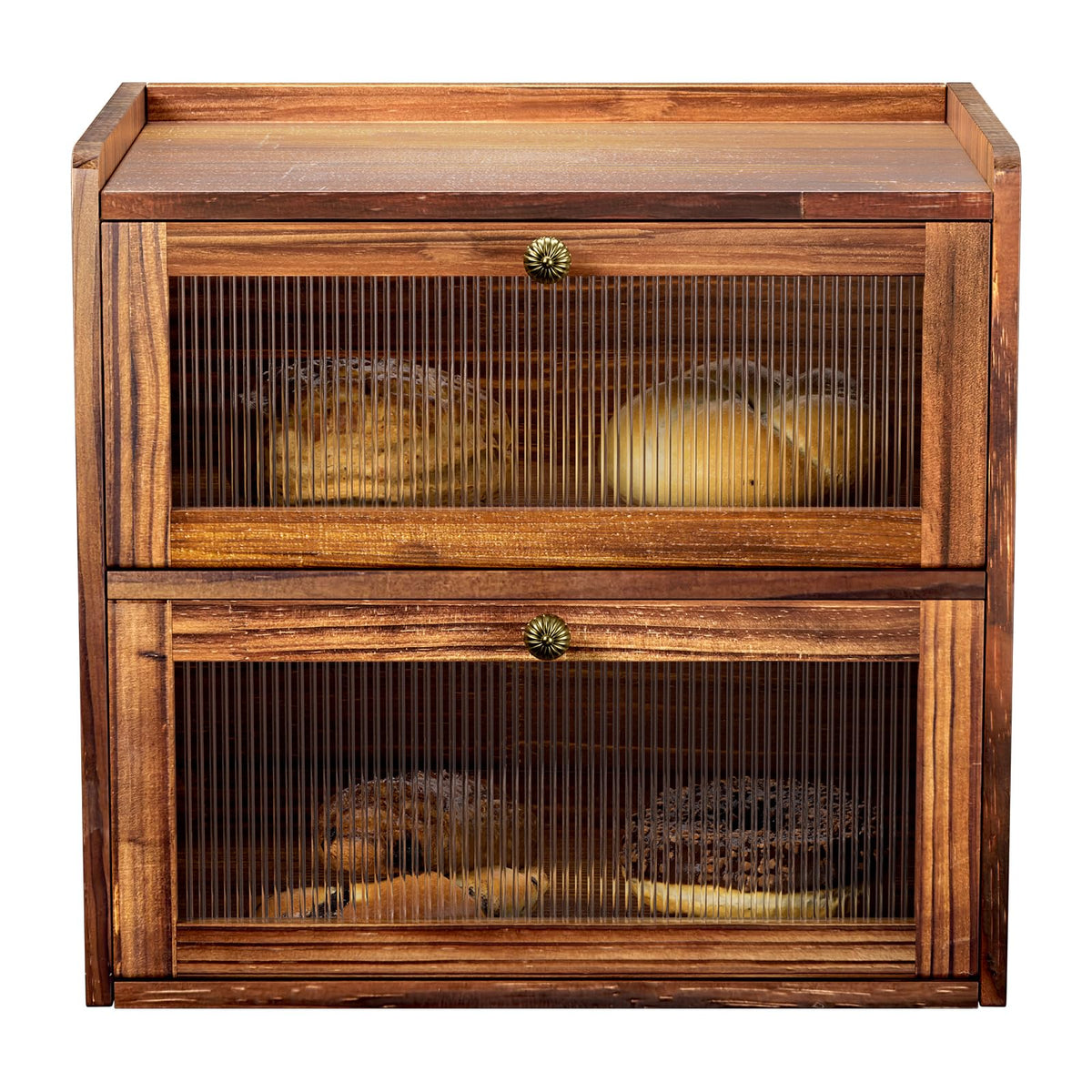 Wooden 2 Layer Bread Box with Window L735632