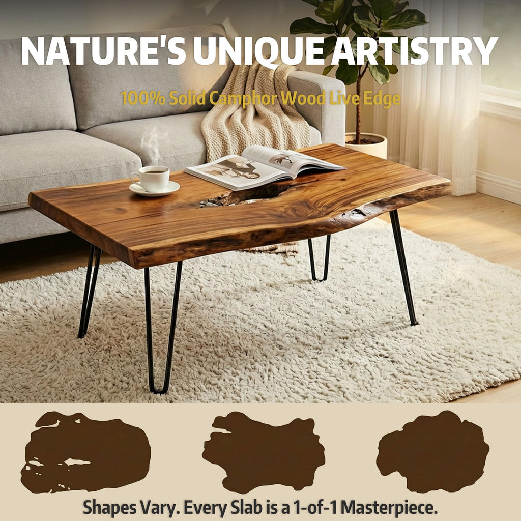 Live Edge Natural Wood Coffee Table H239