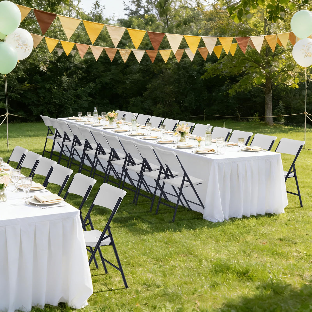 White 4 Pack Plastic Folding Chairs with Metal Frame I4963