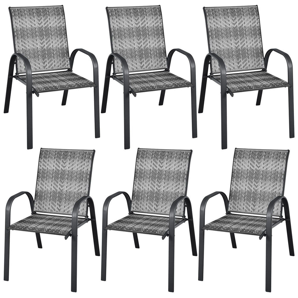 Stackable Wicker PE Rattan Patio Dining Chairs Set of 6 E17705