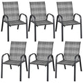 Stackable Wicker PE Rattan Patio Dining Chairs Set of 6 E17705