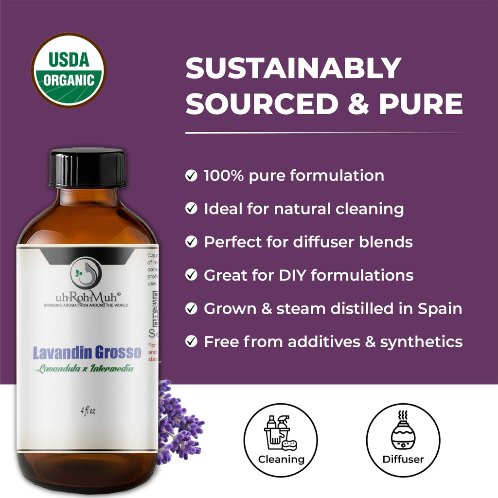 Organic Lavandin Grosso Essential Oil 4 Fl Oz V745