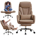 Cross Legged Office Chair with Flip Armrest and Footrest Brown W916454