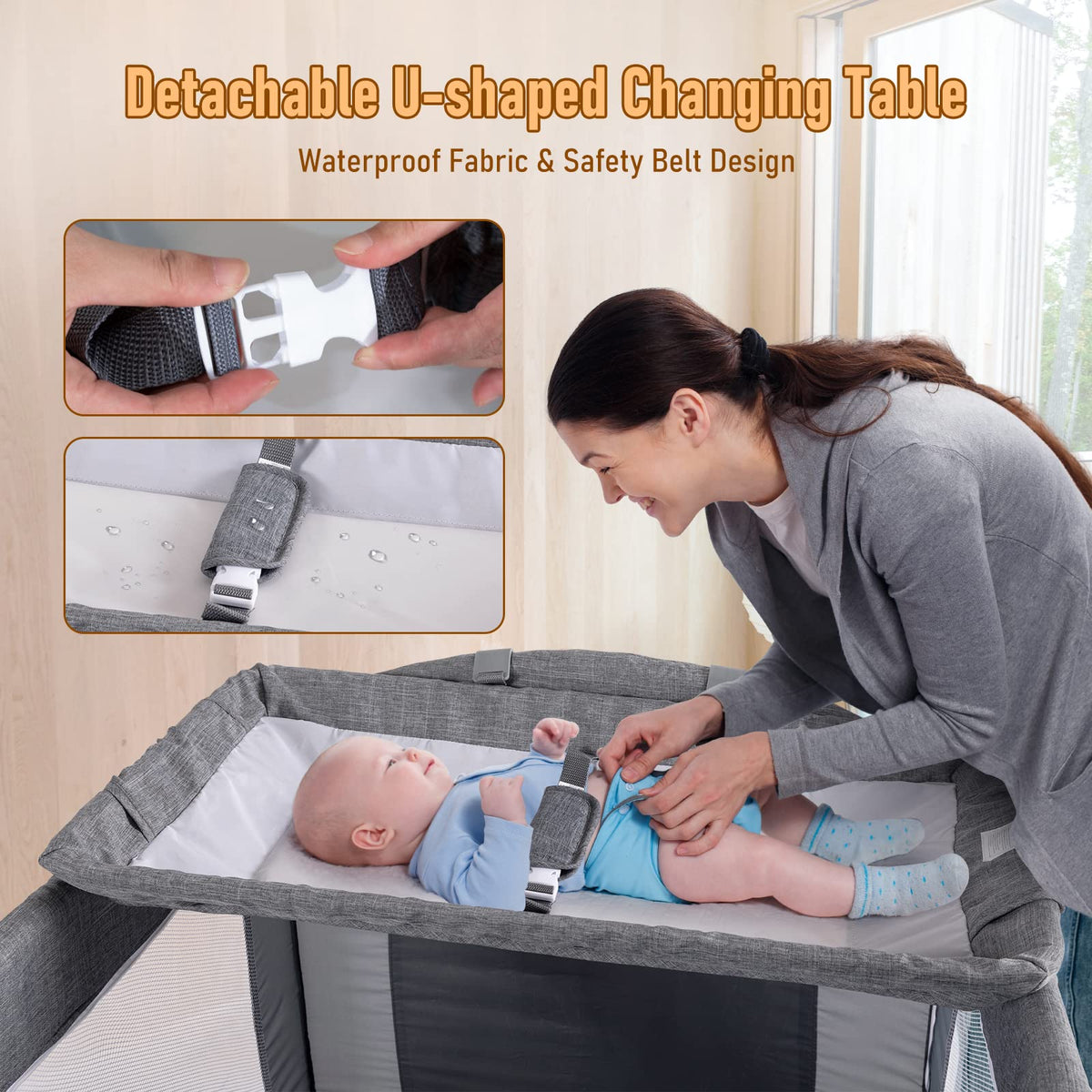 5-in-1 Baby Bassinet Bedside Sleeper Playard P6086