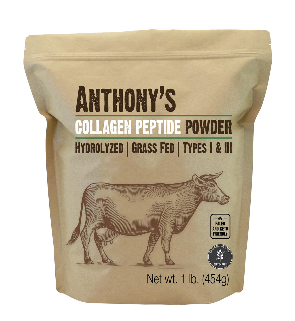 Collagen Peptide Powder, 1 lb, Hydrolyzed, Gluten Free, Grass Fed, Unflavored O713