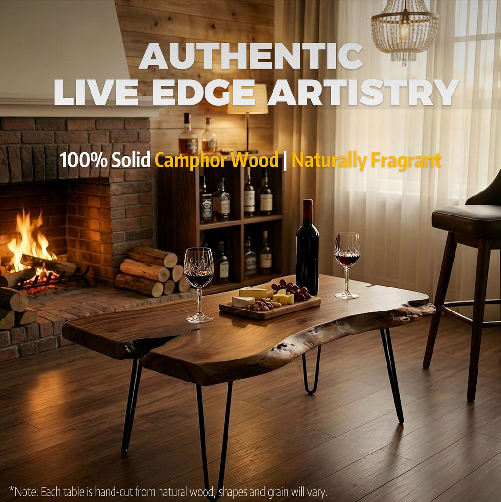 Live Edge Natural Wood Coffee Table H239