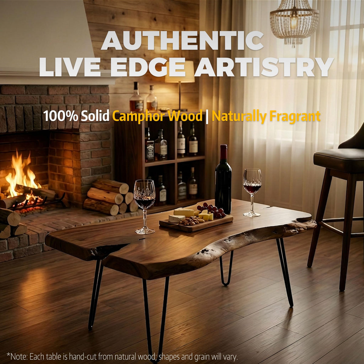 Live Edge Natural Wood Coffee Table H239