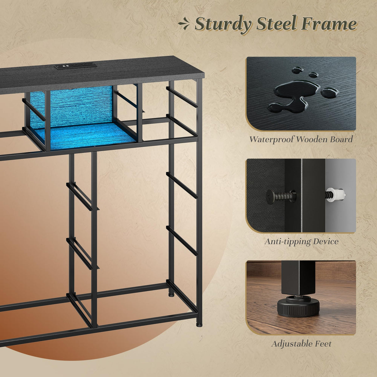 Black 10 Drawer Dresser with Charging Station W58994