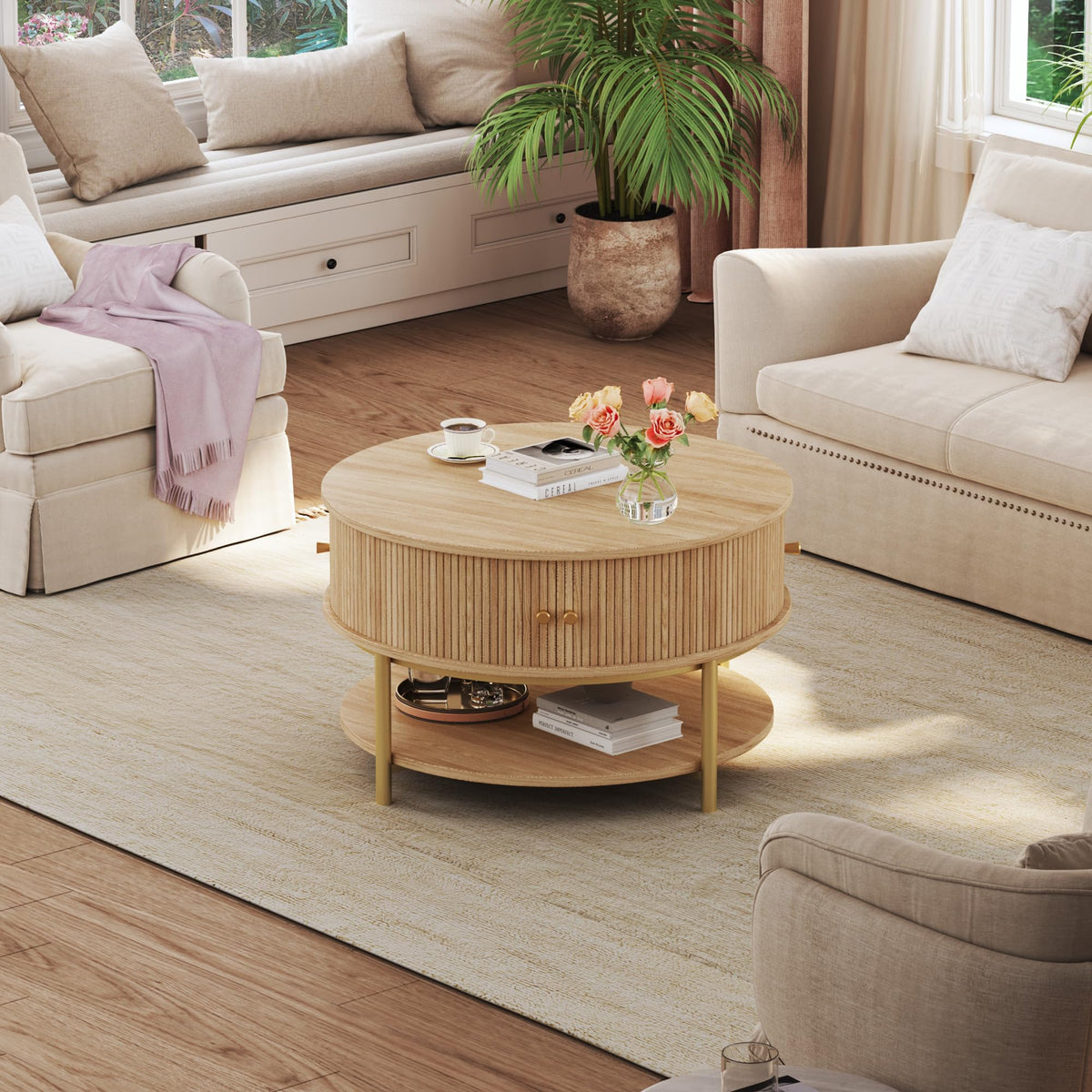 Round Coffee Table with Storage B397