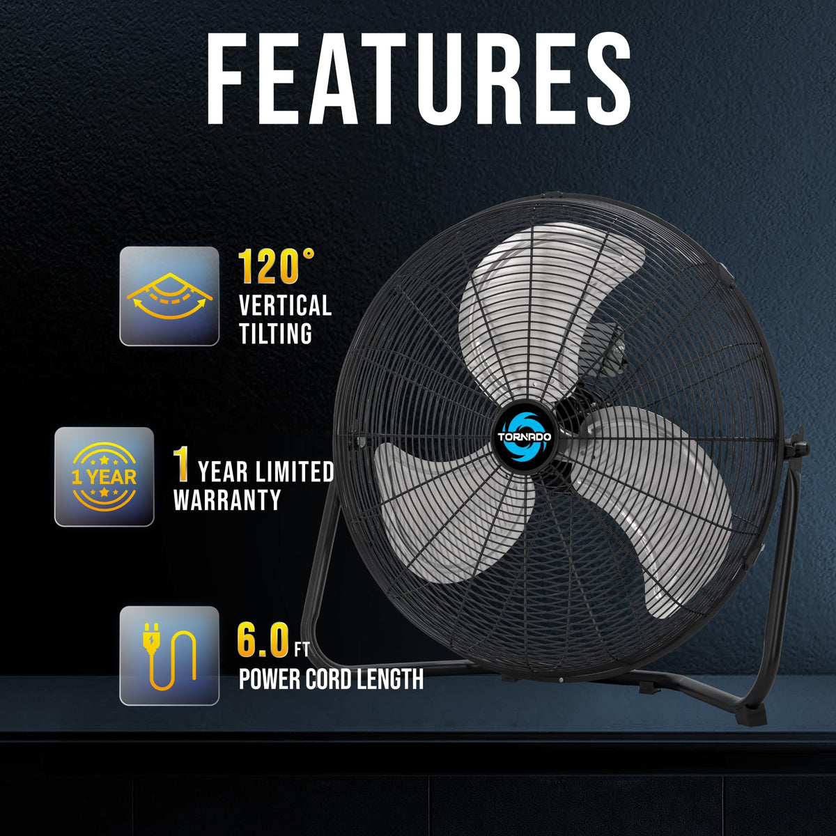 20 Inch 3-Speed High Velocity Metal Floor Fan, 2 Pack P8820