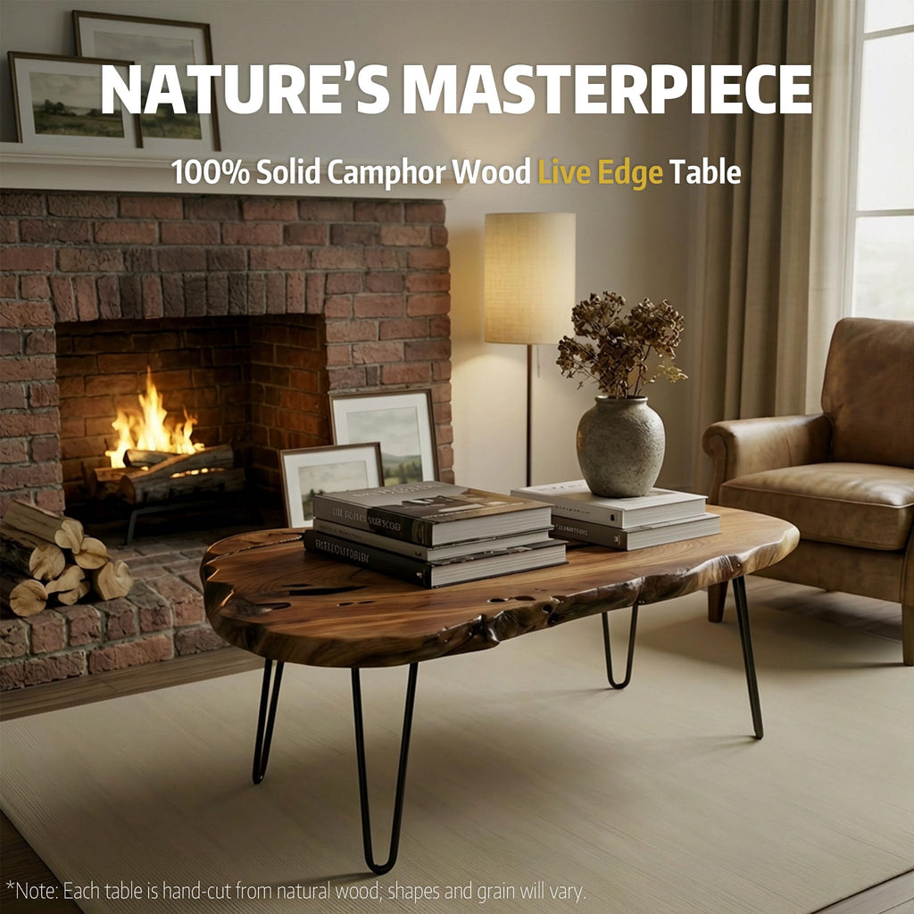 Live Edge Natural Wood Coffee Table H239