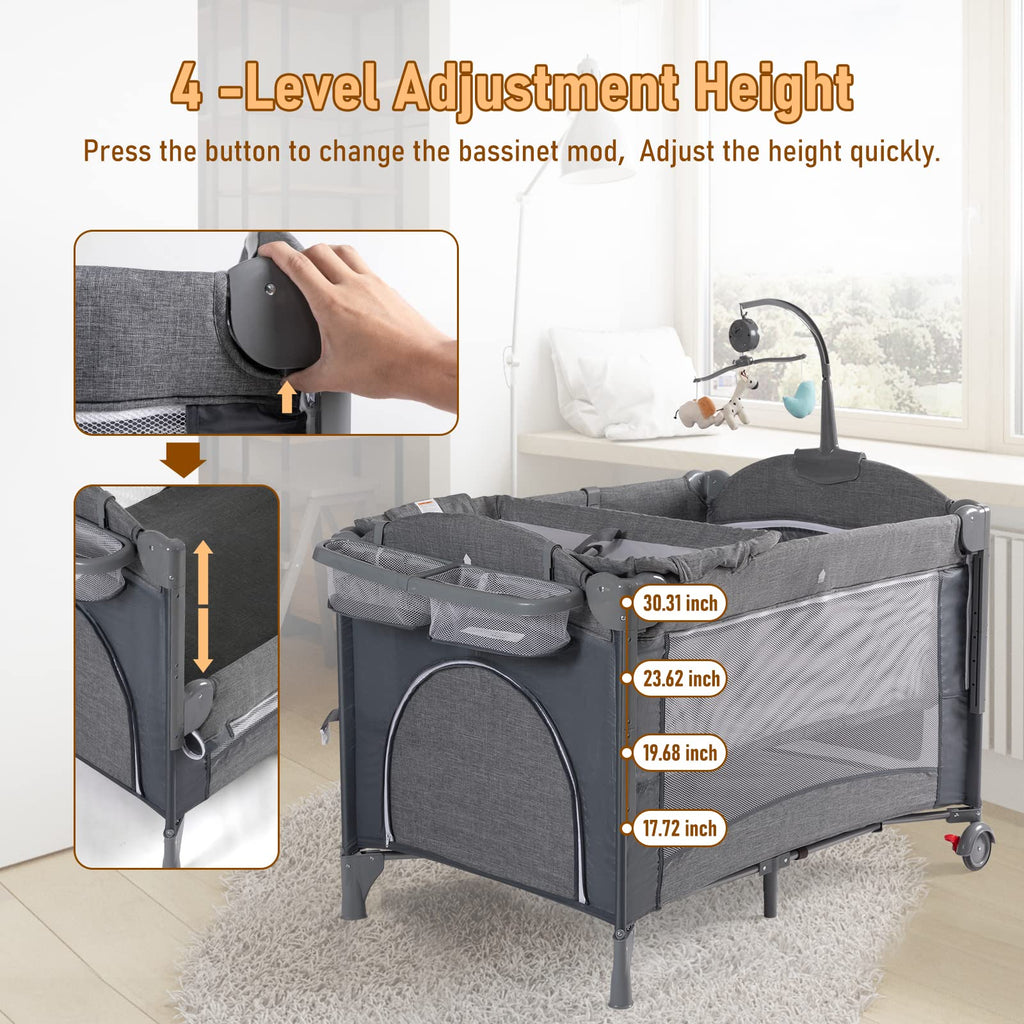 5-in-1 Baby Bassinet Bedside Sleeper Playard P6086