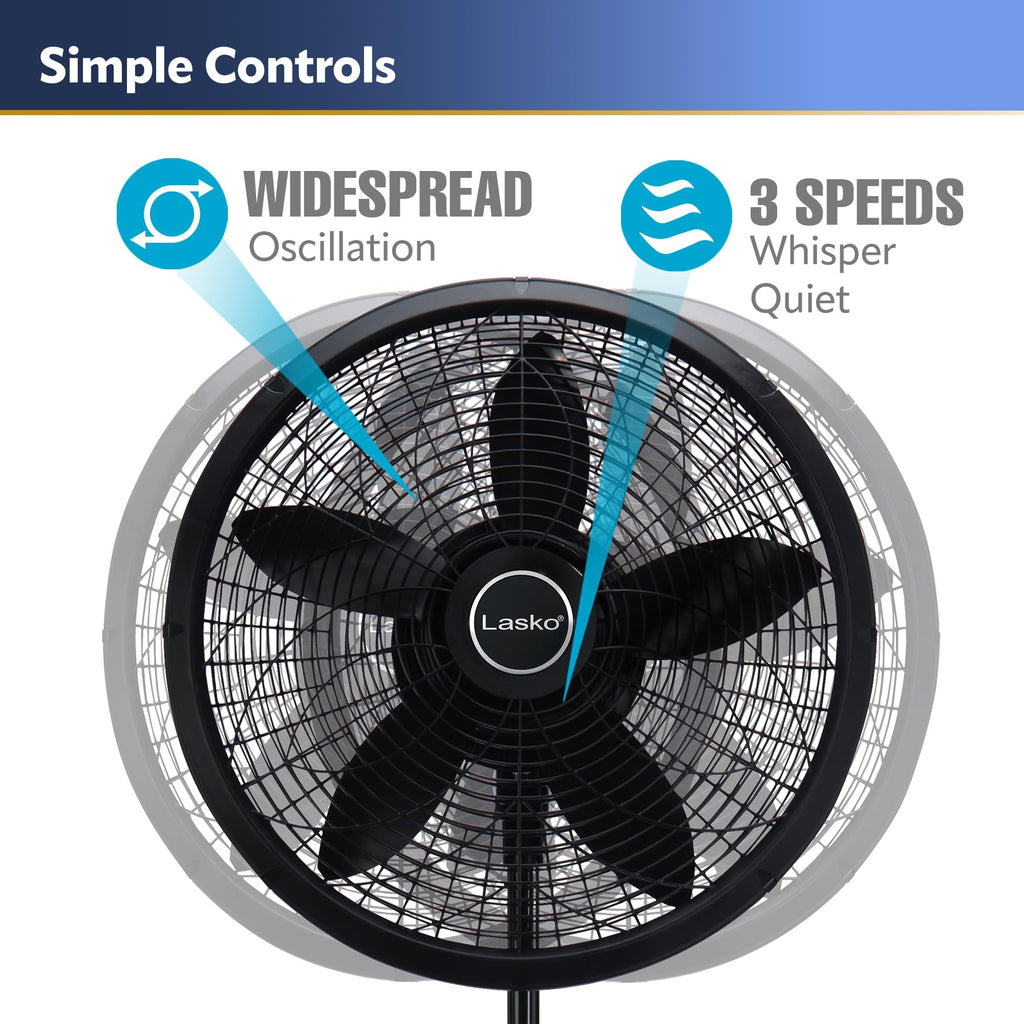 16" White Oscillating Pedestal Fan with Remote and 18" Black Adjustable Pedestal Fan V411