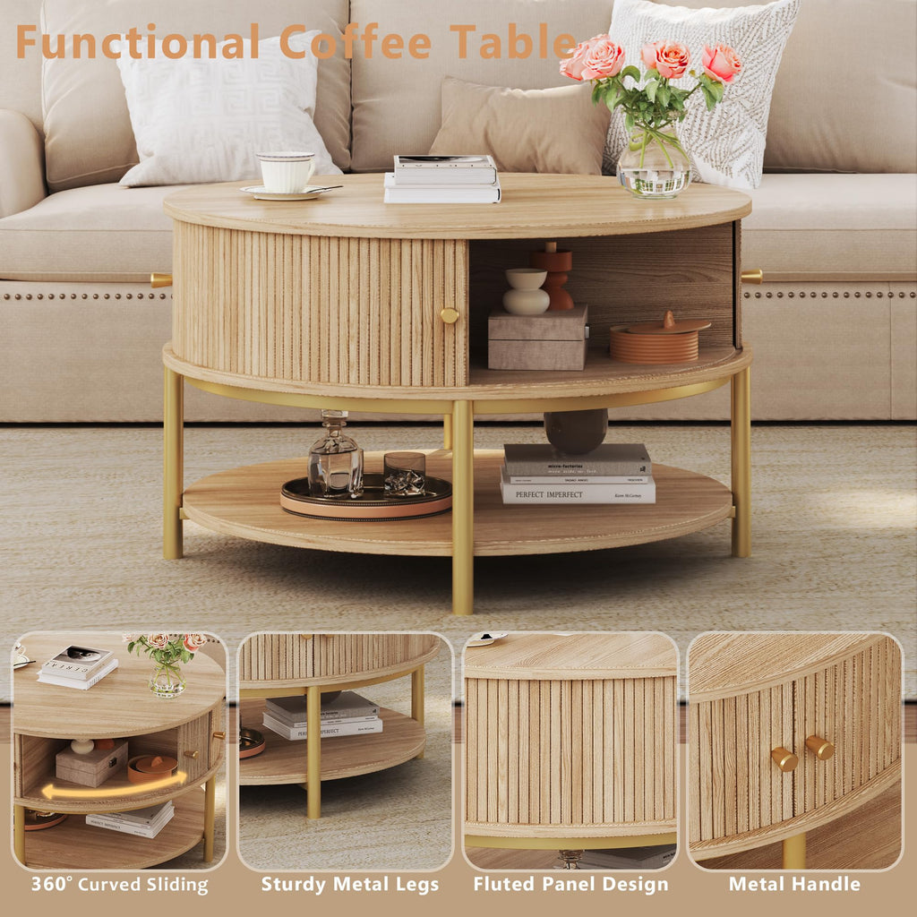 Round Coffee Table with Storage B397